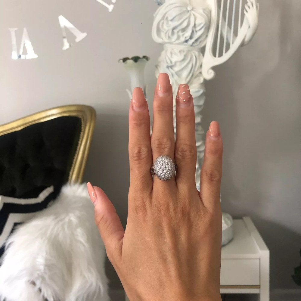 New Silver Fashion Wide Coctail Diamond Ring - Picture 3 of 3